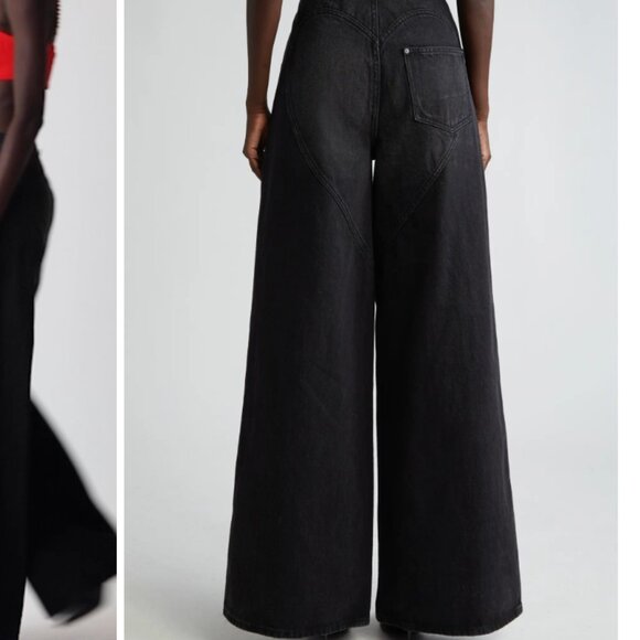 AREA Crystal $795 Embellished Cutout Slit Wide Leg Jeans Size 29 - Picture 14 of 14